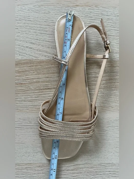 Reformation Millie Lattice Flat Sandal Gold Leather Slingback 8.5 - Picture 13 of 16